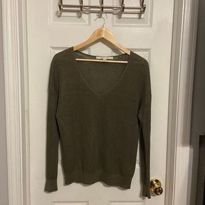 Olive green v-neck sweater